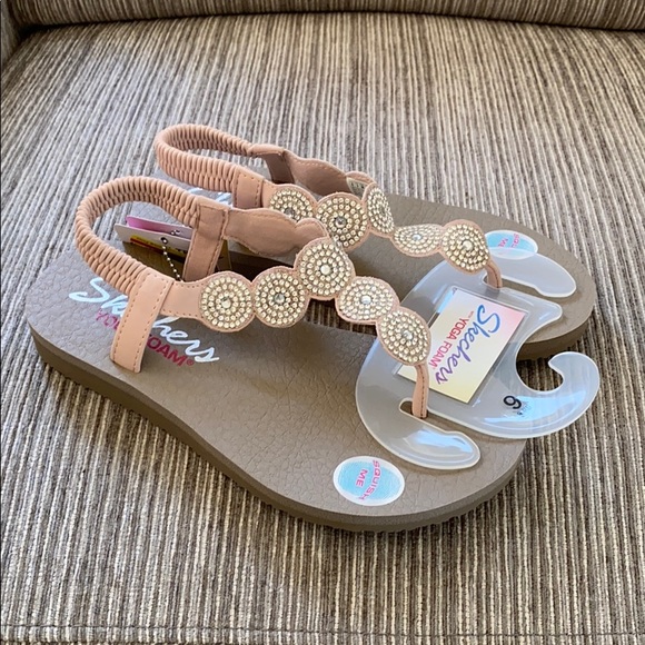 Skechers Shoes - Skechers 6 Cali Meditation Stars Pink Crystal Yoga Foam Thong Sandals New!